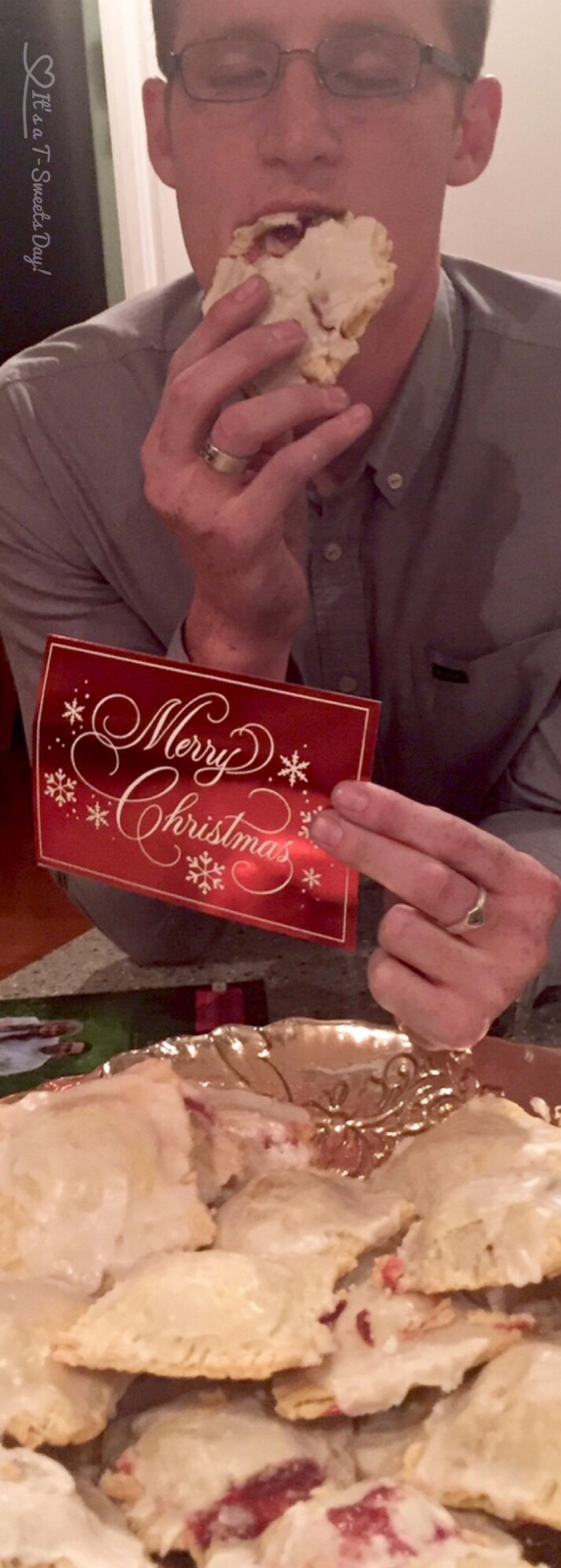 This picture was taken a few years back. As you can see, my kids LOVE Cherry Tarts!